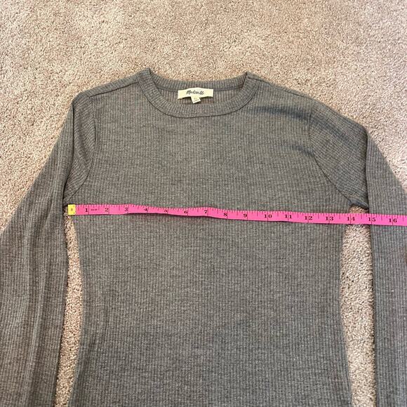 NWT Madewell Women's Grey Ribbed Basic Longsleeve Top Size XS - Picture 7 of 8
